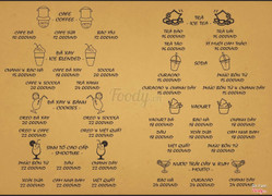 Menu của quán. Hình ảnh các loại nước sẽ được úp lên sau