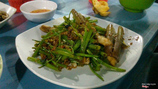 ốc móng tay xào rau muống
