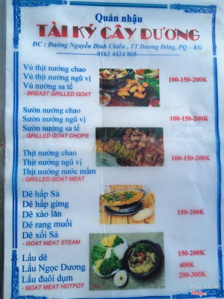 Menu món ăn 