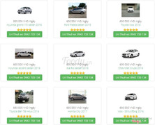 Bảng giá thuê xe