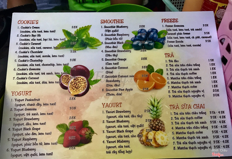 Menu nước uống