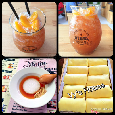Trà đào+mochi nước+ crepe sầu riêng