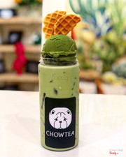 Trà sữa kem matcha Nhật Bản kèm bánh cookie waffle