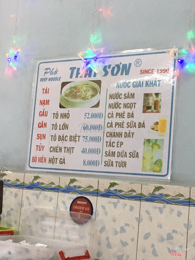 Menu của quán