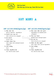 Menu villa Đảo Hoa Vàng, 0901350662 