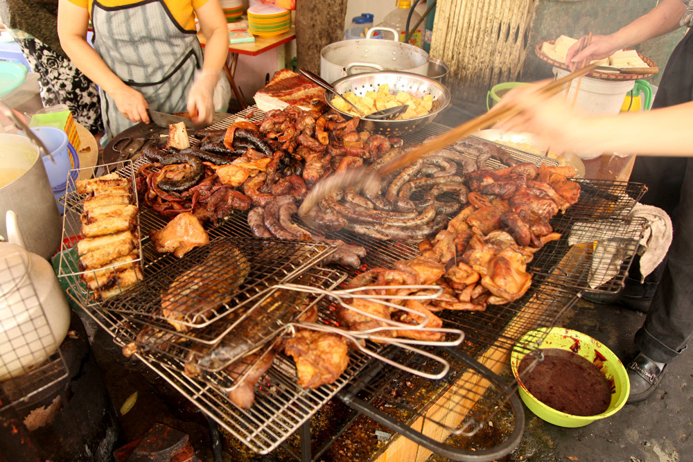 bún đậu lòng nướng hoàng cầu