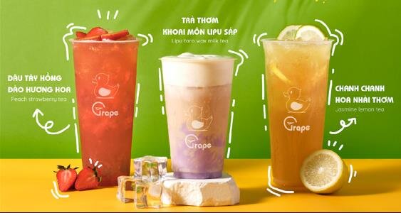 GRAPE - NƯỚC NHO TƯƠI 100% & TRÀ HOA QUẢ - 52 DƯƠNG QUẢNG HÀM