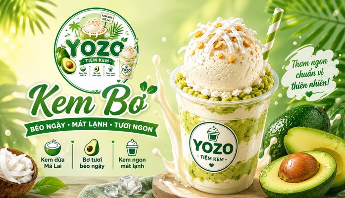 Tiệm Kem Yozo - Kem Bơ, Kem Dừa Mã Lai & Rau Má Đậu Xanh