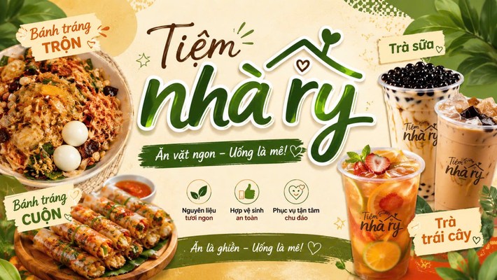 TIỆM NHÀ RY- BÁNH TRÁNG TRỘN - CUỘN & TRÀ SỮA  - KHU PHỐ TÂN HỘI