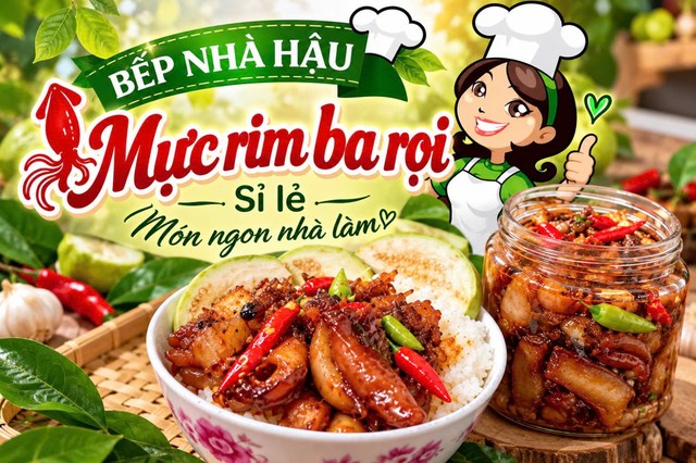 Bếp Nhà Hậu - Mực Rim Ba Rọi