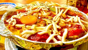 Bò mực hàu sốt phô mai