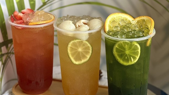 Trà Trái Cây - Bánh Tráng Trộn Sancha