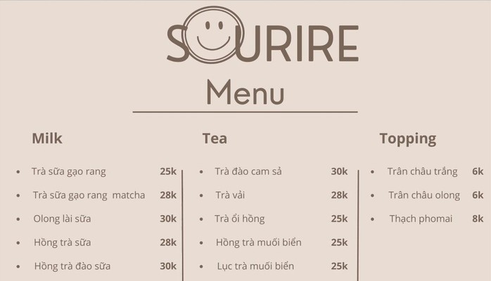 Tiệm Trà SOURIRE - Trà Sữa Gạo Rang 