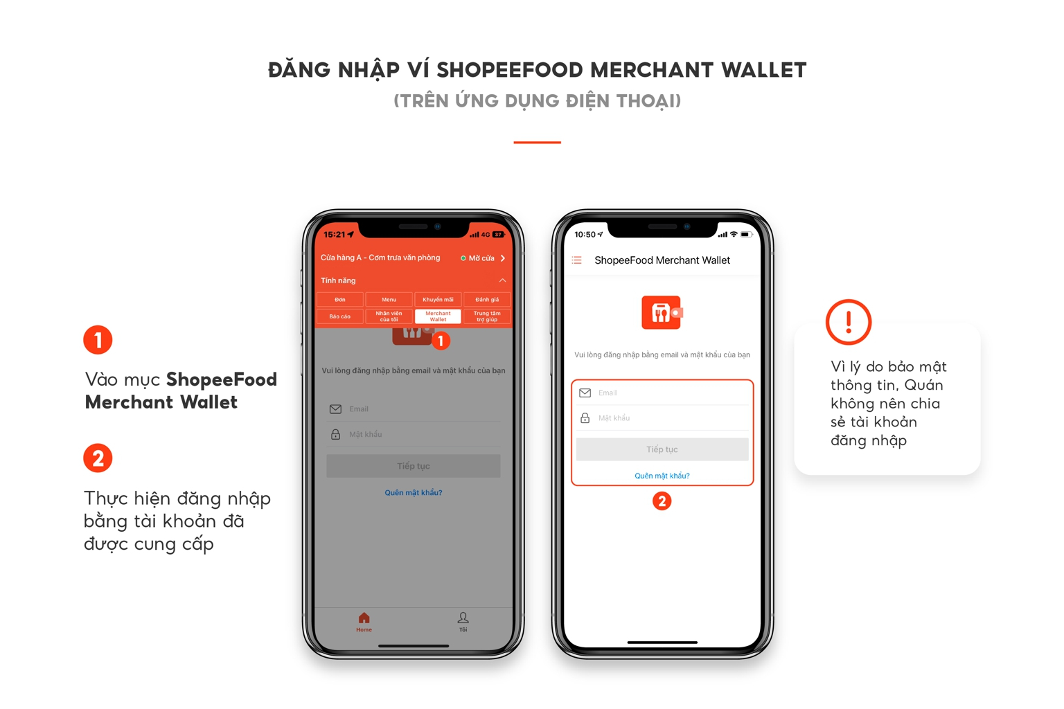 Hướng dẫn đăng nhập tài khoản ví ShopeeFood Merchant Wallet