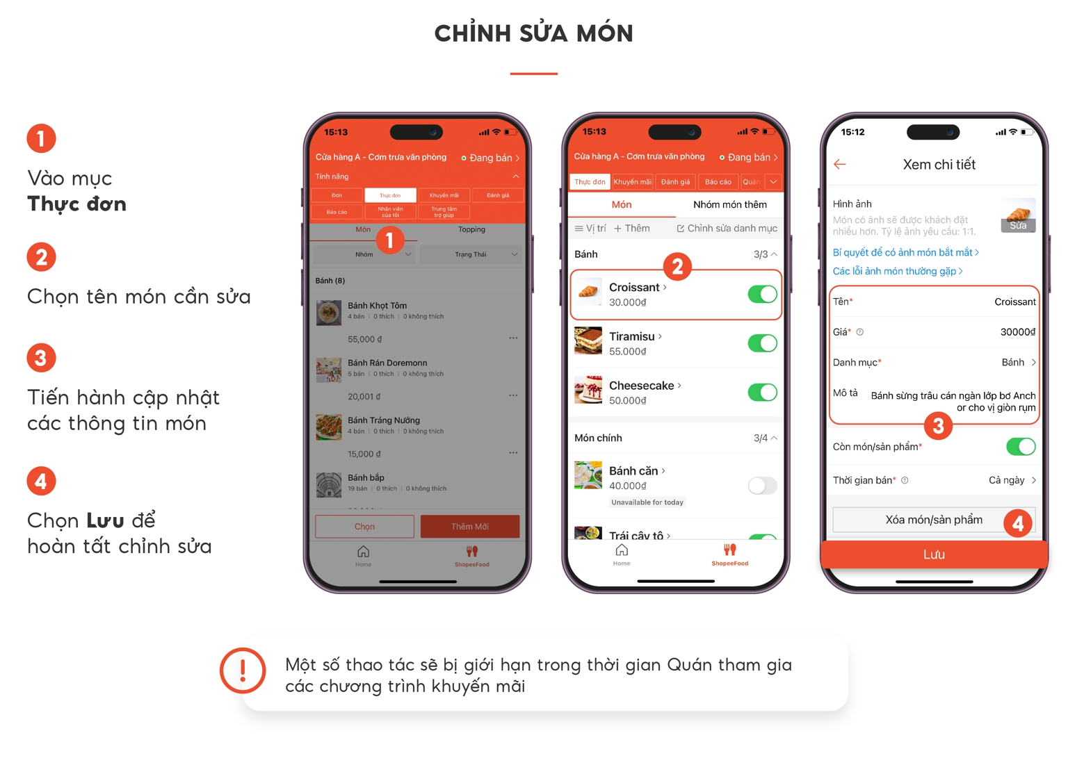 chỉnh sửa món