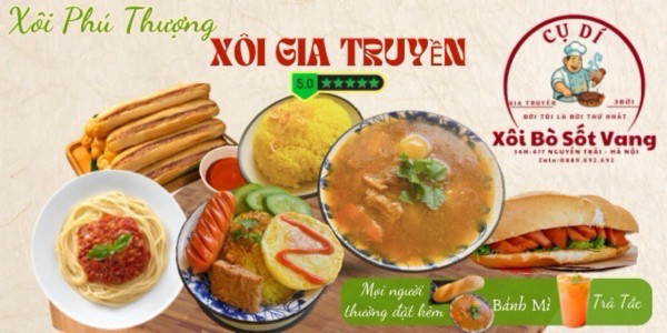Xôi Bò Sốt Vang, Bánh Mì Que HP & Mì Spaghetti - Cụ Dí Gia Truyền - Nguyễn Trãi