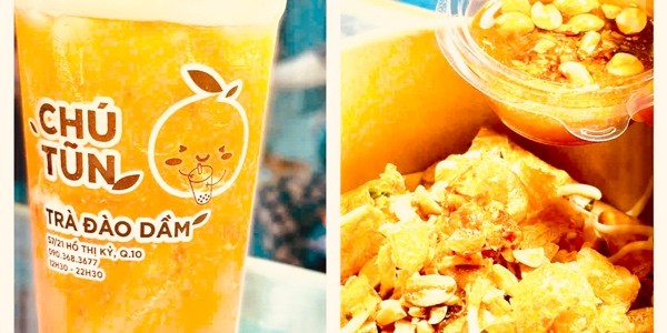 Trà Đào Dầm - Bánh Tráng Cuốn Chú Tũn