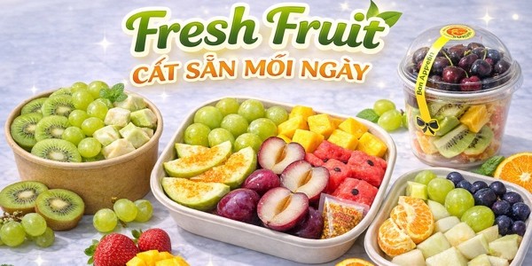 Trái Cây Cắt Mix Premium - NHON Fruit - Gọt & Ép ( Trái Cây Nhập Khẩu - Trái Cây Lắc - Yogurt Trái Cây )