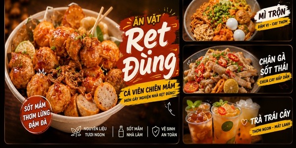 Ăn Vặt Rẹt Đùng - Cá Viên Chiên Mắm, Mì Trộn & Trà Trái Cây
