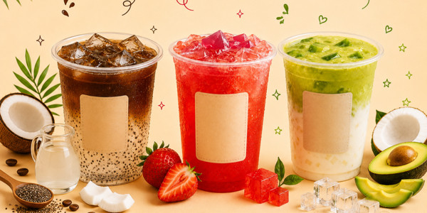 Nấm Bơ - Bơ Già Dừa Non, Matcha & Tea