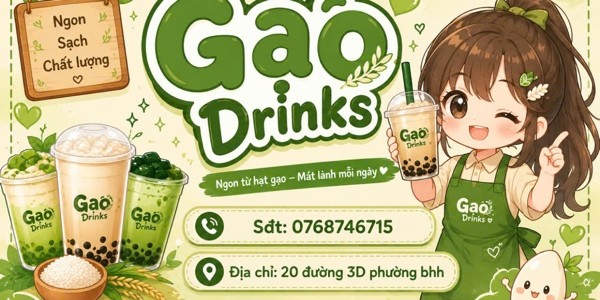 Gạo Drinks - Houjicha & Matcha Latte - Đường 3D