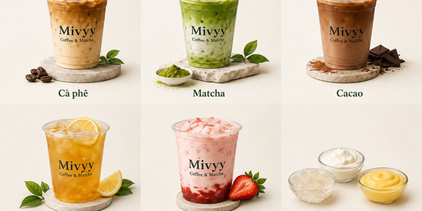 Cà Phê Muối Mivyy - Matcha, Cacao & Sữa Chua Dâu - Hương Lộ 2