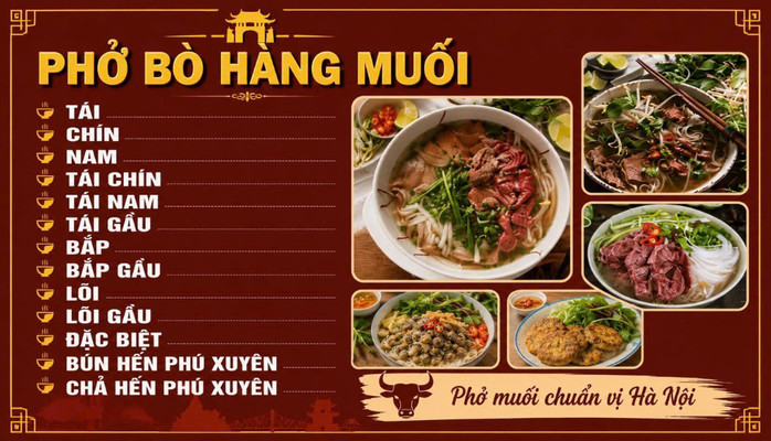 Hàng Muối - Phở Bò, Bún Bò & Bún Hến - Bùi Xuân Phái