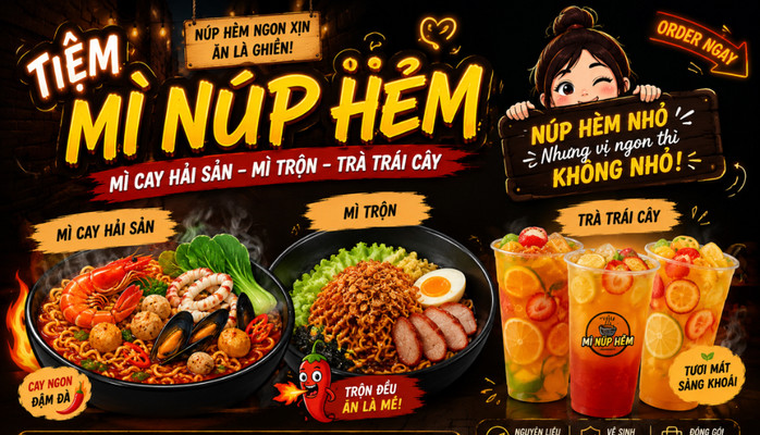 Tiệm Mì Núp Hẻm - Mì Cay Hải Sản - 16/24 Phan Trung