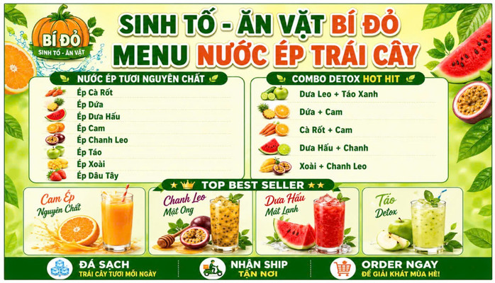 Sinh Tố & Nước Ép BÍ ĐỎ - Bờ Kè Biên Hoà
