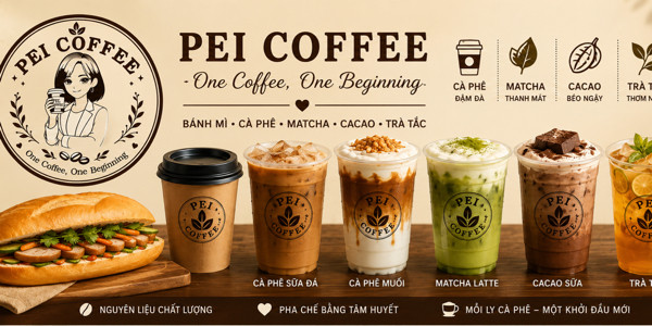 Bánh Mì, Cà Phê, Matcha, Cacao & Trà - Pei Coffee