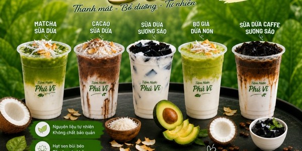 TIỆM NƯỚC PHÚ VĨ - Bơ Già Dừa Non & Sữa Dừa Sương Sáo - 321 Lý Thái Tôn
