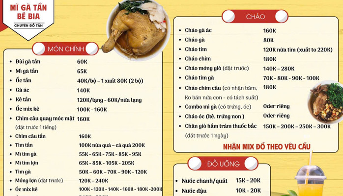 Mì Gà Tần Bé Bia - Chuyên Đồ Tần & Đồ Tẩm Bổ - Hàm Nghi