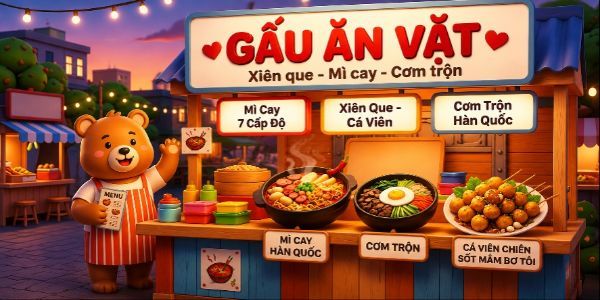 Gấu Ăn Vặt - Xiên Que & Mì trộn