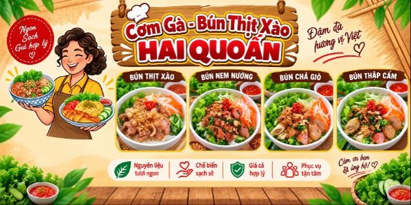 Bún Xào - Cơm Gà "HAI QUOẮN"