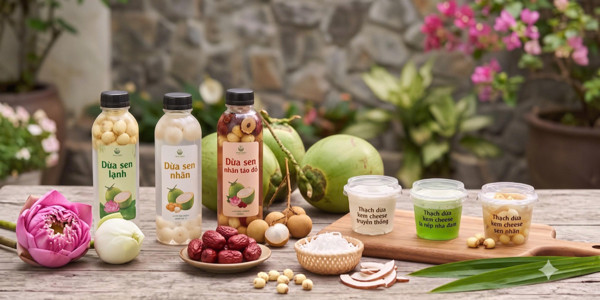 Đảo Ngọc - Nước Dừa Sen - Thạch Dừa Sen Nhãn